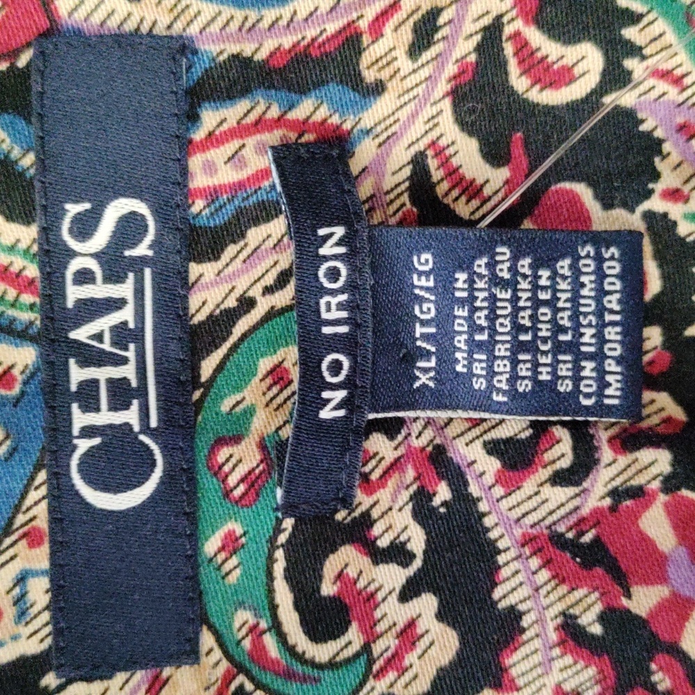 2/$10 04178 Chaps teal & purple paisley No Iron button up shirt XL NWT - Picture 9 of 13
